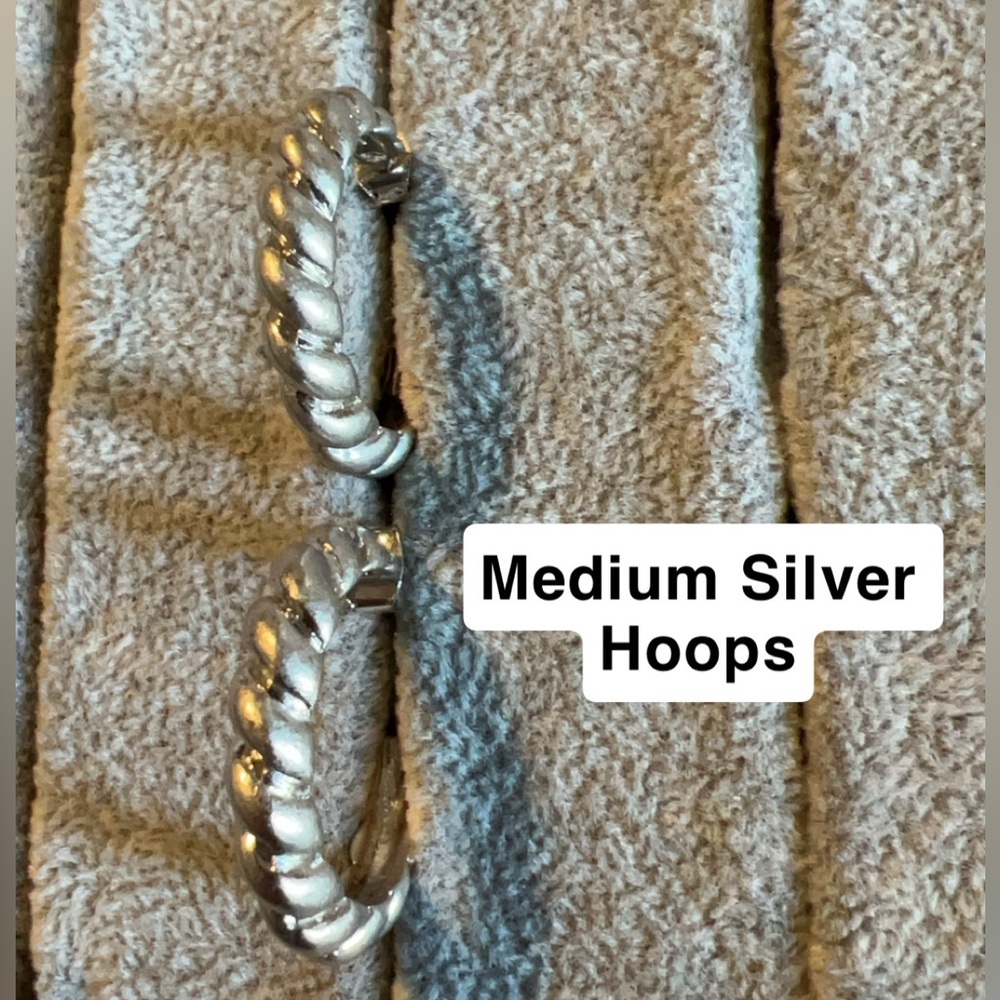 Medium Sized Silver Hoops